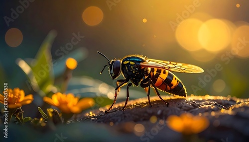 A wasp on a flower with a bokeh background (2)