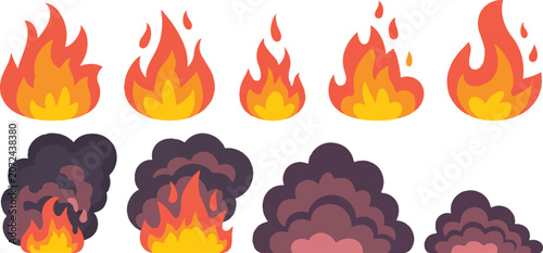 Foto Animated fire and smoke elements for special effects and destructive combustion scenes or dangerous situations