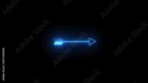 Glowing Neon Arrow Right Animation | Futuristic Direction Indicator, Arrow symbol glows with a bright blue neon light against a dark background.