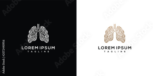 Elegant Abstract Geometric Lungs Logo Design Template for Medical and Respiratory Health Concepts