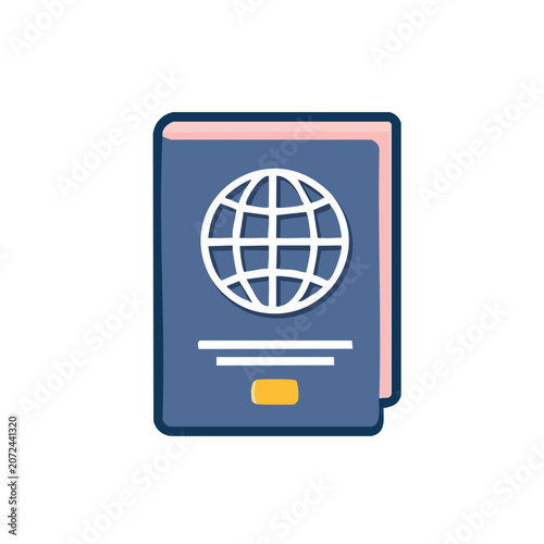 Flat passport icon with globe symbol