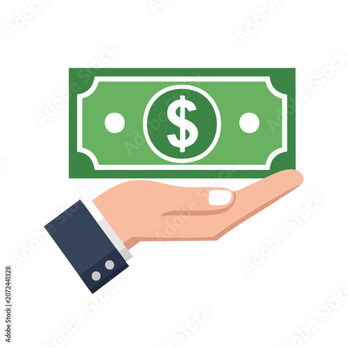 Flat vector icon of credit card with dollar sign
