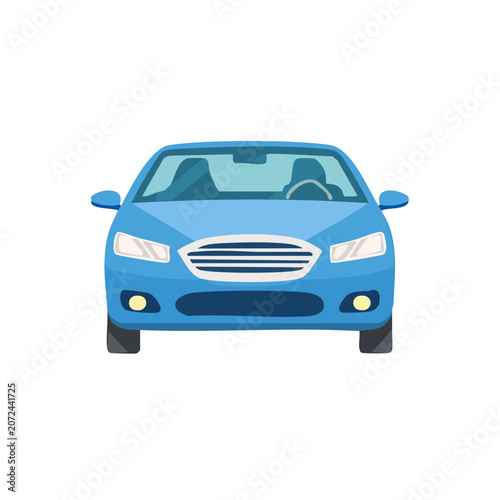 Blue car front view vector illustration