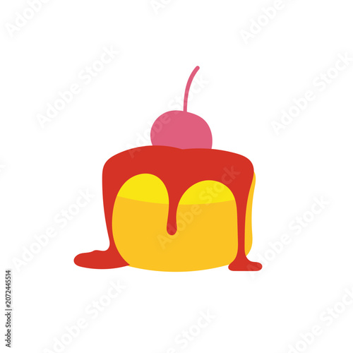 Illustration pudding or pancake stack with sweet syrup unique abstract