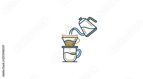 Obraz na plátne Pour over coffee maker brewing.
