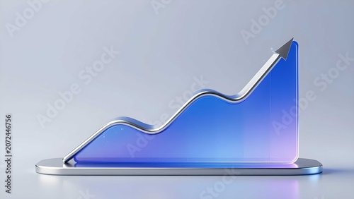 Futuristic finance graph visualization with glass growth analytics and digital structure