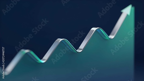 3D business finance growth graph with abstract data visualization