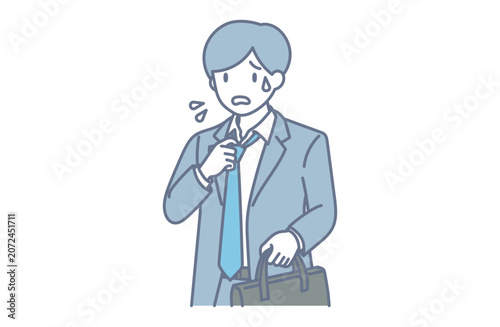 Tableau sur toile 暑さでネクタイを緩める男性社員のイラスト