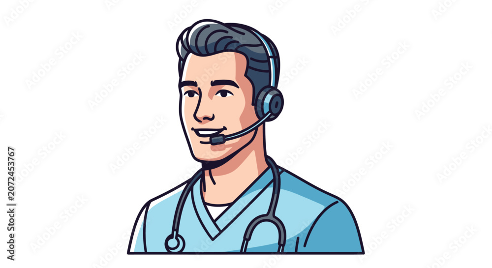 Fototapeta premium Male doctor wearing headset smiling.
