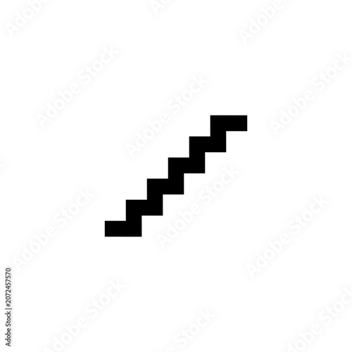 A simple black line icon depicting a set of stairs in a minimalist zig zag pattern.