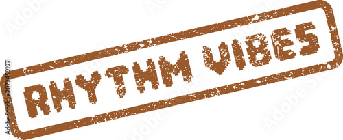Rhythm Vibes Grungy Rubber Stamp for Music Themes and Retro Promotions