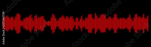 Sound wave, audio signal, red waveform, music pattern, black background