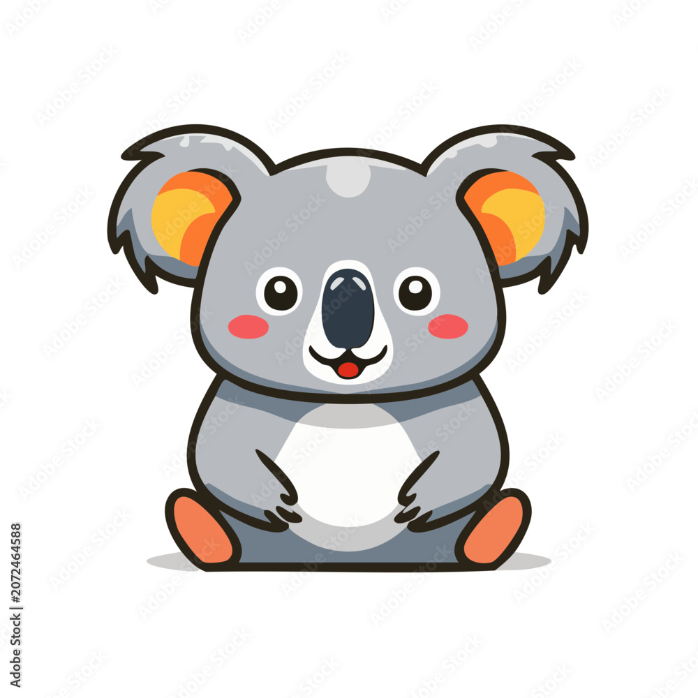Fototapeta premium Cute cartoon koala sitting isolated vector illustration