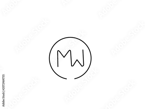 Logo Single line letter mw circle