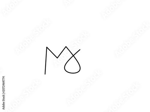 Monogram letter mj line art
