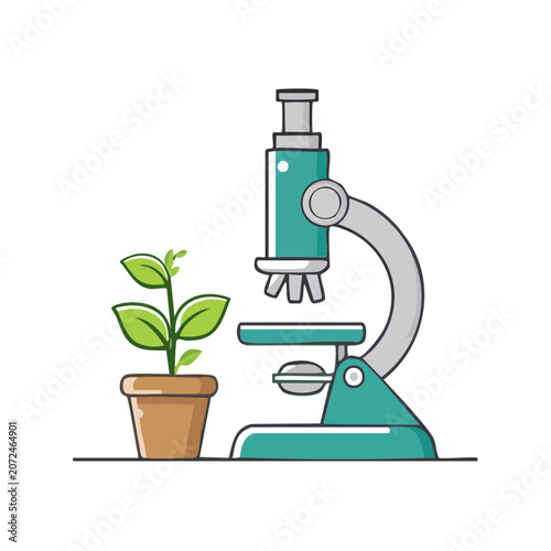 Flat vector illustration of watering can and potted plant