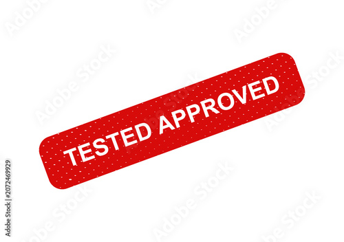 Red tested approved stamp badge isolated on transparent background