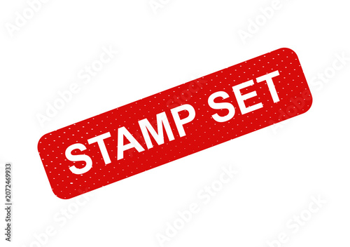 Red stamp set label with bold text isolated on transparent background