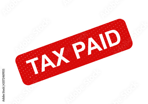 Red tax paid stamp or badge isolated on transparent background