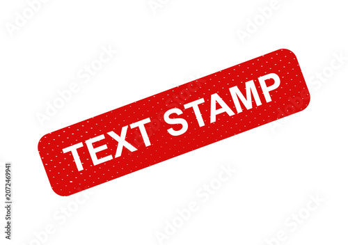Red text stamp with white border and distressed edges isolated on transparent background