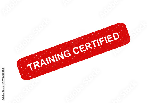 Red training certified stamp badge isolated on transparent background