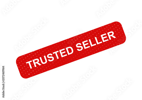 Red trusted seller stamp badge isolated on transparent background