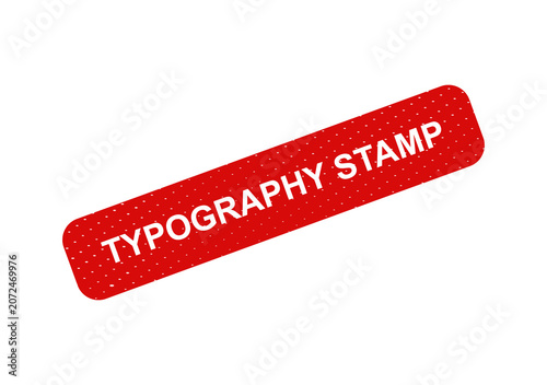 Red typography stamp with white text saying typography stamp isolated on transparent background