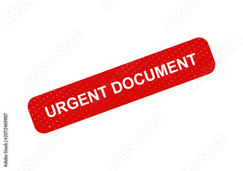 Red urgent document stamp with white text isolated on transparent background