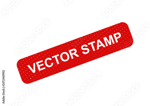 Red vector stamp with bold white text isolated on transparent background
