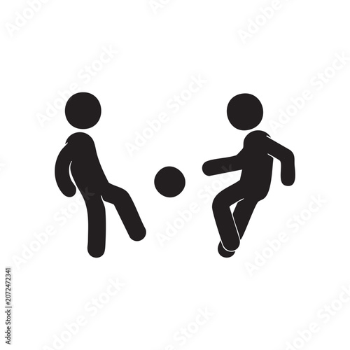 Two Football Players playing football vector illustration.
