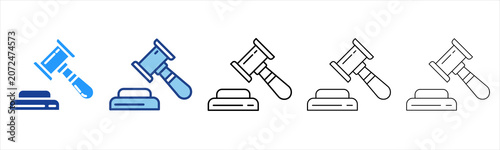 Foto Auction  Icon In Different Color And Outline Style