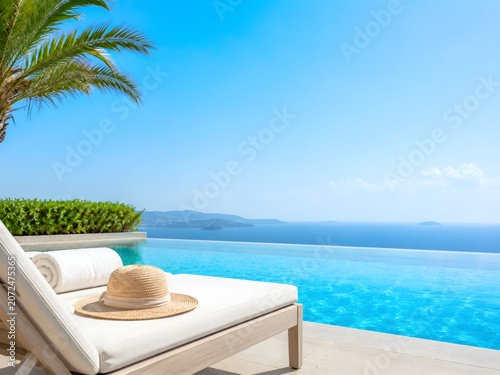 Luxury Infinity Pool Lounge With Ocean View