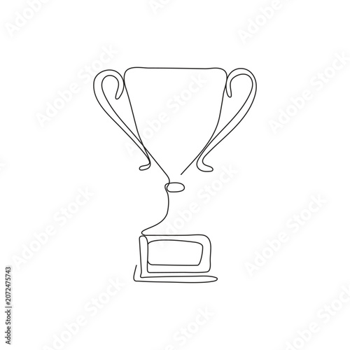 One Line Drawing Of Winning Trophy For Winner Illustration.