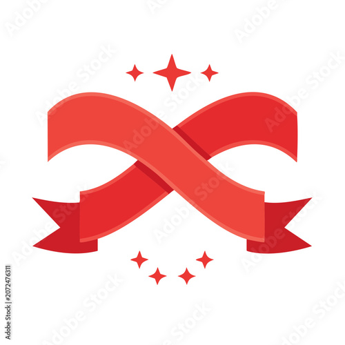 Red infinity ribbon with sparkles vector