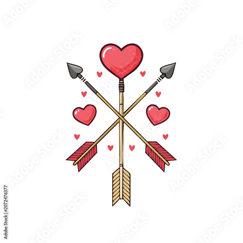 Red heart kite vector illustration