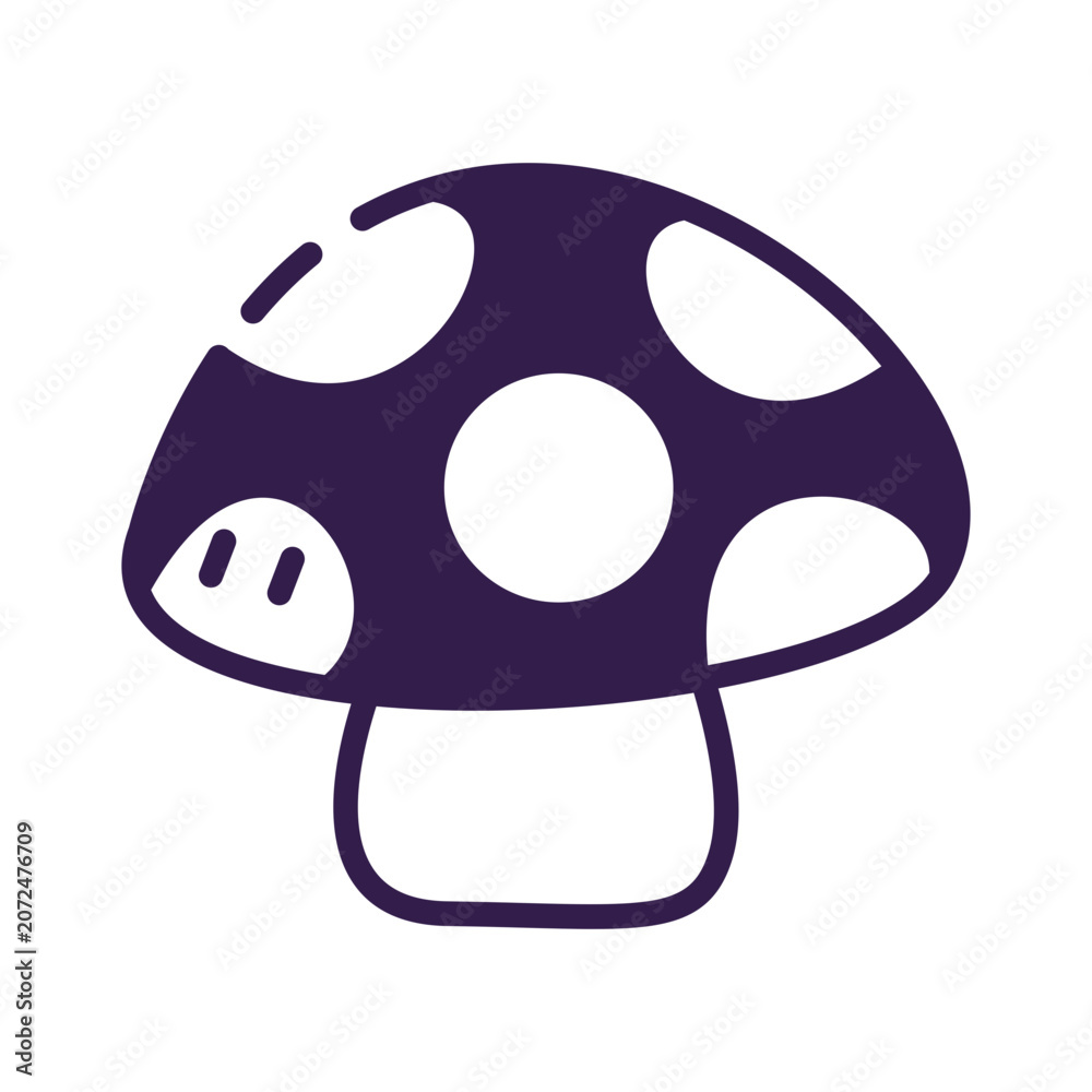 Naklejka premium Cute Stylized Mushroom Icon With White Spots for Graphic Design Projects