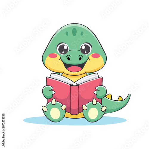 Cartoon turtle holding gift box with ribbon