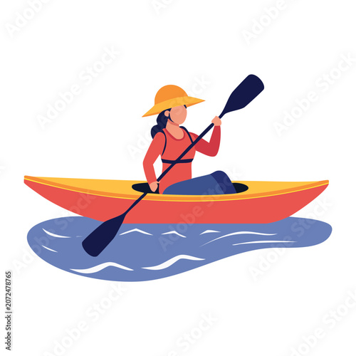 Flat vector illustration of surfer on surfboard