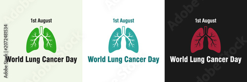 Tableau sur toile World lung cancer day banner template on August 01, minimal human lungs with bro