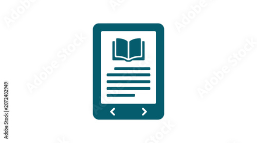 Obraz na plátně E-reader displaying an open book icon represents modern digital literature and the convenience of portable reading technology for students and avid readers in a minimalist graphic design style