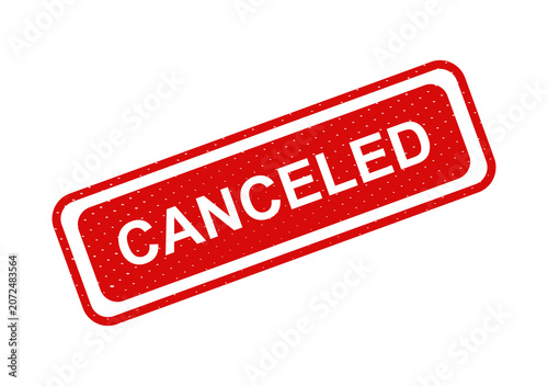Photos Red canceled stamp with bold white text isolated on transparent background