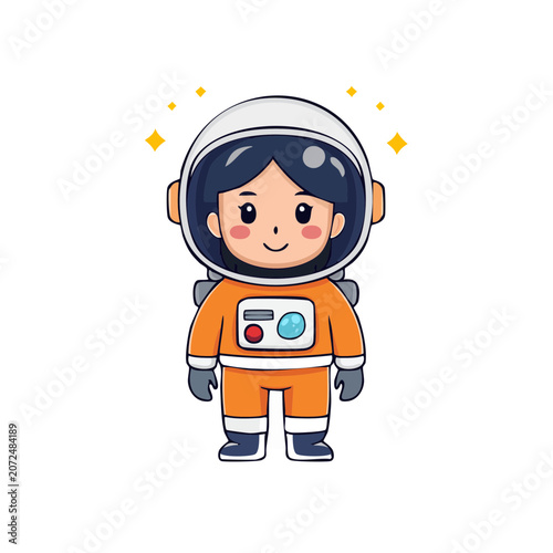 Flat vector illustration of cartoon astronaut