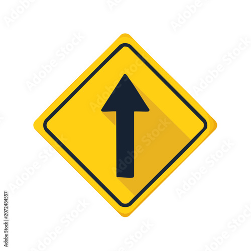 Yellow Arrow Traffic Sign Vector Icon