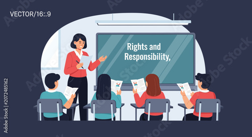 Teacher facilitates a classroom discussion on rights and responsibility with engaged students