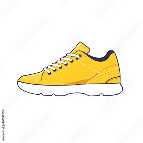 Yellow sneaker flat vector illustration