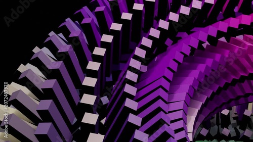 Mesmerizing Purple White Abstract Loop Background: Spiraling Geometric Kaleidoscope Wave Motion