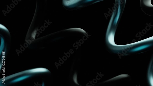 Turquoise Cyan Metallic Modern Sticks Spring Abstract Loop Background: Fluid Motion Glossy Texture