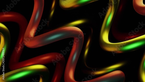 Metallic Modern Sticks Spring Abstract Loop Background: Red, Yellow, Green Gradient Motion in Abstract Loop Background