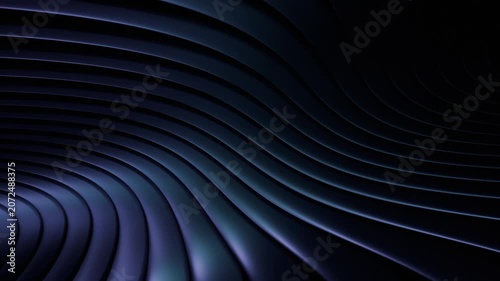 Abstract Loop Background: Dynamic Bended Fluid Waves in Dark Metallic Hues