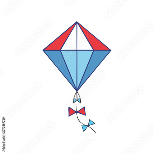 Red and blue geometric kite vector